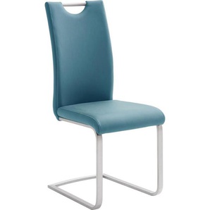 Novel Schwingstuhl, Edelstahl, Petrol, Metall, Textil, Flachrohr, 42x103x55 cm, Stoffauswahl, Typenauswahl, Esszimmer, Stühle, Esszimmerstühle,