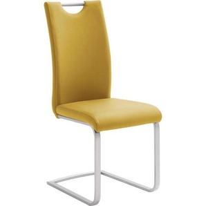 Novel Schwingstuhl, Gelb, Edelstahl, Metall, Textil, Flachrohr, 42x103x55 cm, Stoffauswahl, Typenauswahl, Esszimmer, Stühle, Esszimmerstühle,