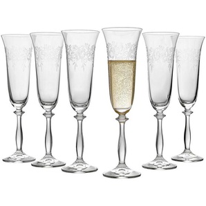 Novel Sektglas-Set, Klar, Glas, 6-teilig, 190 ml, Pantografieverzierung, Essen & Trinken, Gläser, Gläser-Sets