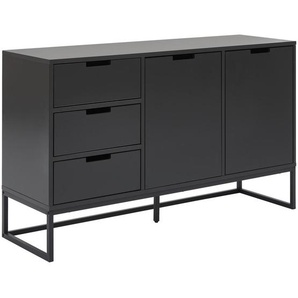 Novel Sideboard, Anthrazit, Schwarz, Metall, Holzwerkstoff, 2 Fächer, 3 Schubladen, 136x79x40 cm, Beimöbel erhältlich, stehend, Wohnzimmer, Kommoden & Sideboards, Sideboards
