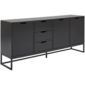 Novel Sideboard, Anthrazit, Schwarz, Metall, Holzwerkstoff, 3 Fächer, 3 Schubladen, 180x79x40 cm, Bsci, Beimöbel erhältlich, stehend, Schlafzimmer,