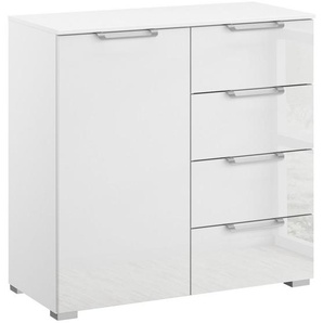 Novel Sideboard , Klar, Weiß , Metall , 2 Fächer , 4 Schubladen , 80x81x42 cm , Blauer Engel, Goldenes M, BQ - Bündnis für Qualität, Made in Germany , Typenauswahl, Beimöbel erhältlich, stehend, in verschiedenen Größen Holzdekoren erhältlich , Wohnzimmer,