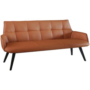 Novel Sitzbank, Cognac, Holz, Leder, Echtleder, Color-Finish-Leder, Rauleder, Buche, massiv, 3-Sitzer, 160x89.5x64 cm, Fsc, Lederauswahl, Esszimmer,
