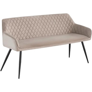 Novel Sitzbank, Schwarz, Taupe, Metall, Textil, 3-Sitzer, 165x83x63 cm, mit Rückenlehne, Esszimmer, Bänke, Sitzbänke