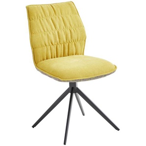Novel Stuhl , Gelb, Schwarz , Textil , Drehkreuz , 48x89x58 cm , Sitzfläche 360° drehbar , Esszimmer, Stühle, Esszimmerstühle