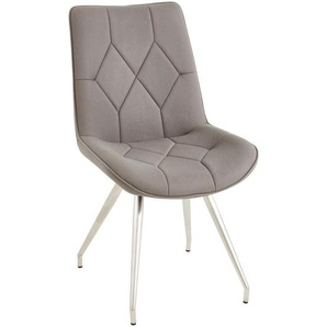 Novel Stuhl, Grau, Edelstahl, Metall, Textil, Rundrohr, 51x89x66 cm, Esszimmer, Stühle, Esszimmerstühle, Vierfußstühle