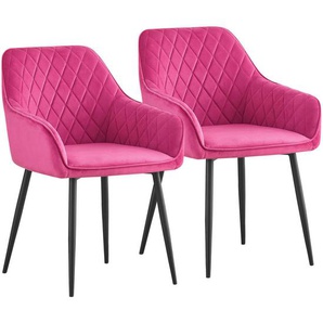 Novel Stuhl-Set, Schwarz, Pink, Metall, Textil, Rundrohr, 56x82.5x61.5 cm, Stoffauswahl, Esszimmer, Stühle, Esszimmerstühle, Esszimmerstühle-Set