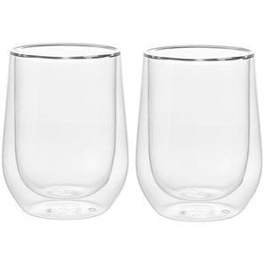 Novel Teeglas, Klar, Glas, 2-teilig, 250 ml, 11 cm, Lfgb, mundgeblasen, handgefertigt, doppelwandig, Kaffee & Tee, Tassen, Teetassen