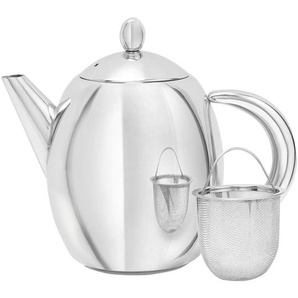 Novel Teekanne, Edelstahl, Metall, Uni, 0,99 L,990 ml, Lfgb, Ausgießer, Filtereinsatz, Kaffee & Tee, Kannen, Teekannen