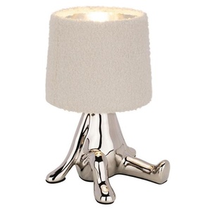 Novel Tischleuchte, Silber, Weiß, Chrom, Textil, Keramik, zylindrisch,zylindrisch, 15x24x16 cm, RoHS, CE, Schnurschalter, Lampen & Leuchten, Innenbeleuchtung, Tischlampen, Tischlampen