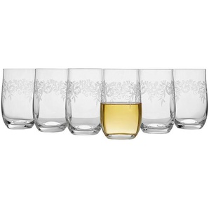Novel Trinkglas-Set, Klar, Glas, 6-teilig, 380 ml, Pantografieverzierung, Essen & Trinken, Gläser, Gläser-Sets