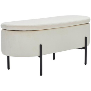 Novel Truhenbank, Schwarz, Weiß, Metall, Textil, 95x43x36 cm, Esszimmer, Bänke, Sitzbänke