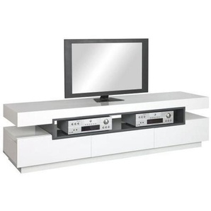 Novel Tv-Element, Grau, Weiß, Holzwerkstoff, 3 Schubladen, 200x52x50 cm, Wohnzimmer, TV Möbel, TV-Elemente