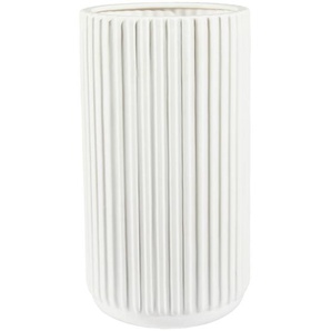 Novel Vase, Weiß, Keramik, zylindrisch, 30 cm, nur zu Dekorationszwecken, handgemacht, Dekoration, Vasen, Keramikvasen