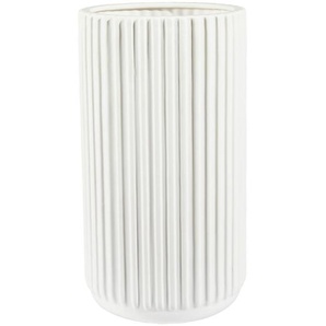 Novel Vase, Weiß, Keramik, zylindrisch, 30 cm, nur zu Dekorationszwecken, handgemacht, Dekoration, Vasen