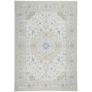 Novel Vintage-Teppich Leo, Creme, Gelb, Pastellblau, Textil, orientalisch, rechteckig, 160x230 cm, Oeko-Tex® Standard 100, rutschfest, waschbar,