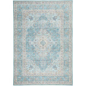 Novel Vintage-Teppich Leo, Creme, Pastellblau, Cognac, Textil, orientalisch, rechteckig, 160x230 cm, Oeko-Tex® Standard 100, rutschfest, in