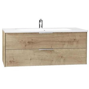 Novel Waschtischkombi , Eiche , Metall , 2 Schubladen , 123.2 cm , Goldenes M, Made in Germany , hängend , Badezimmer, Waschbecken & Armaturen, Waschtische