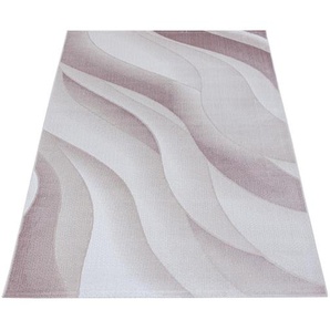 Novel Webteppich Costa 3523 Pink, Pink, Textil, Wellen, rechteckig, 160 cm, Oeko-Tex® Standard 100, für Fußbodenheizung geeignet, schmutzabweisend, Hausstauballergiker lichtunempfindlich, antistatisch, pflegeleicht, strapazierfähig, leicht