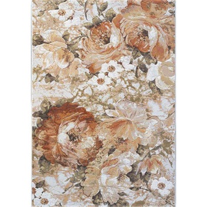 Novel Webteppich Argentum, Creme, Grau, Orange, Textil, Floral, rechteckig, 200 cm, Oeko-Tex® Standard 100, für Fußbodenheizung geeignet, Teppiche & Böden, Teppiche, Moderne Teppiche