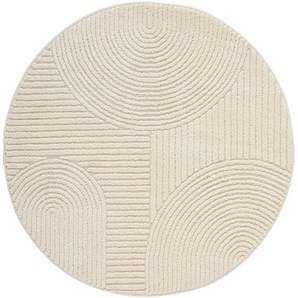 Novel Webteppich Granada, Creme, Textil, Boho, rund, ISO 9001, Bsci, Oeko-Tex® Standard 100, für Fußbodenheizung geeignet, in verschiedenen Größen