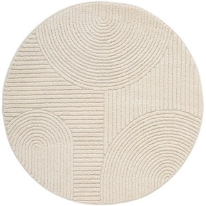 Novel Webteppich Granada, Creme, Textil, Boho, rund, ISO 9001, Bsci, Oeko-Tex® Standard 100, für Fußbodenheizung geeignet, in verschiedenen Größen