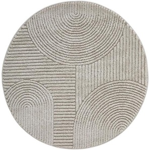 Novel Webteppich Granada, Grau, Textil, Boho, rund, ISO 9001, Bsci, Oeko-Tex® Standard 100, für Fußbodenheizung geeignet, in verschiedenen Größen