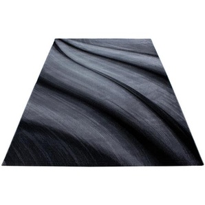 Novel Webteppich Miami, Schwarz, Textil, Wellen, rechteckig, 160x230 cm, Oeko-Tex® Standard 100, für Fußbodenheizung geeignet, schmutzabweisend, Hausstauballergiker lichtunempfindlich, antistatisch, pflegeleicht, strapazierfähig, leicht zusammenrollbar,