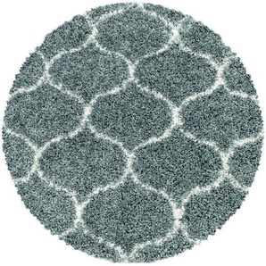 Novel Webteppich Salsa 3201 Blau, Blau, Textil, Raute, rund, Oeko-Tex® Standard 100, für Fußbodenheizung geeignet, schmutzabweisend, Hausstauballergiker lichtunempfindlich, antistatisch, pflegeleicht, strapazierfähig, leicht zusammenrollbar, Teppiche &