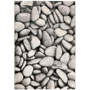 Novel Webteppich Stony Island, Grau, Schwarz, Silber, Textil, Steine, rechteckig, 133 cm, Textiles Vertrauen - Oeko-Tex®, Hohenstein, Oeko-Tex® Standard 100, für Fußbodenheizung geeignet, in verschiedenen Größen erhältlich, Hausstauballergiker Fasern