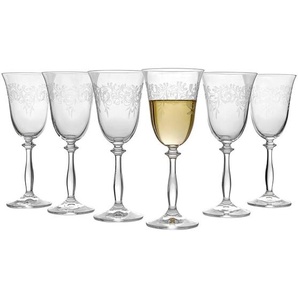 Novel WEIßWEINGLAS-SET, Klar, Glas, 6-teilig, 250 ml, Pantografieverzierung, Essen & Trinken, Gläser, Gläser-Sets