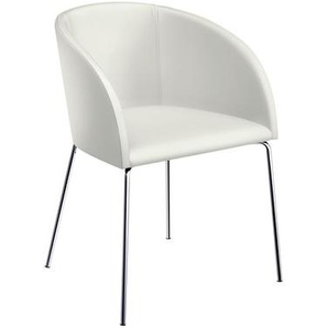 Now by hülsta Armlehnstuhl Dining , Weiß , Metall, Textil , rund , 55.5x79.5x58.2 cm , Blauer Engel, Goldenes M, Made in Germany , Esszimmer, Stühle, Esszimmerstühle, Armlehnenstühle