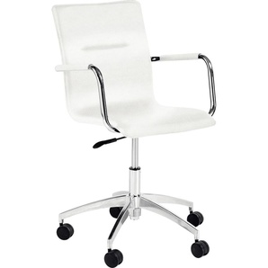Drehstuhl NOW BY HÜLSTA B180 Stühle Gr. B/H/T: 66 cm x 87,5 cm x 54 cm, Luxus-Kunstleder, Metall, weiß (weiß, silberfarben) Bürodrehstuhl Drehstühle Stühle perfekt im Home Office einzusetzen