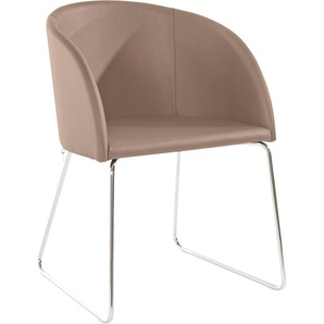 Schalenstuhl NOW BY HÜLSTA S 19-1 Stühle Gr. B/H/T: 55,5 cm x 79,5 cm x 57 cm, Kunstleder PROTEX, Kunstleder + Metall, grau (taupe, silberfarben) 4-Fuß-Stuhl Küchenstuhl Stuhl Schalenstühle Stühle Kufengestell aus Chrom