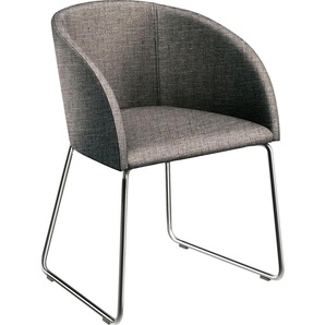 Schalenstuhl NOW BY HÜLSTA S 19-1 Stühle Gr. B/H/T: 55,5 cm x 79,5 cm x 57 cm, Webstoff, Strukturstoff + Metall, grau (taupe, silberfarben) 4-Fuß-Stuhl Küchenstuhl Stuhl Schalenstühle Stühle Kufengestell aus Chrom