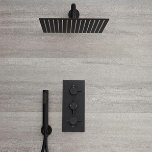 Milano - Hudson Reed Nox - Schwarze Duscharmatur mit 300x300mm Duschkopf und Handbrause