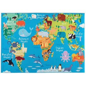 Obsession Spielteppich My Torino Kids, Blau, Textil, rechteckig, 160x230 cm, für Fußbodenheizung geeignet, rutschfest, beidseitig verwendbar, Fasern