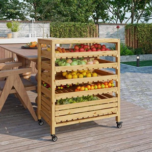 Obsthalter mit Rädern, Gemüseregal mit 5 Regalen, Obstkorbständer, Aufbewahrungswagen
