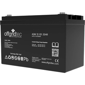 OFFGRIDTEC Solar-Akkus AGM Solarbatterie Akkumulatoren Gr. 12 V 101000 mAh, schwarz Solartechnik