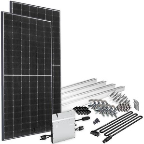 OFFGRIDTEC Solaranlage Solar-Direct 830W HM-600 Solarmodule Schuko-Anschluss, 5 m Anschlusskabel, Montageset Balkongeländer schwarz Solartechnik