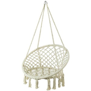 OGS42-MI Hängesessel mit runder Sitzfläche Hängestuhl Hängesitz Hängeschaukel Nestschaukel Korbsessel Belastbarkeit 150kg beige BHT ca: 81x117x70cm