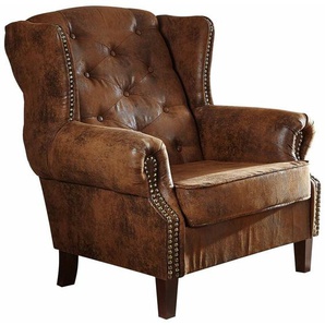 Ohrensessel 102x93x102 braun chesterfield