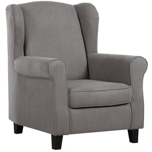 Ohrensessel, Dunkelgrau, Textil, Uni, 82x101x85 cm, Fußauswahl, Stoffauswahl, Wohnzimmer, Sessel, Ohrensessel