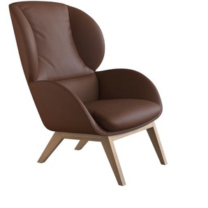 Ohrensessel FLEXLUX Adria Sessel Gr. Echtleder, B/H/T: 78 cm x 100 cm x 96 cm, braun (old chestnut brown) Ohrensessel Stil & Komfort, organische Form, Fuß Eiche