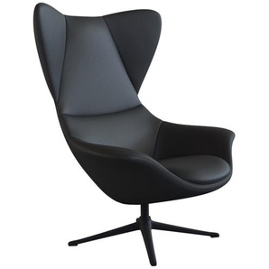 Ohrensessel FLEXLUX Stilo Relaxsessel Sessel Gr. Echtleder, B/H/T: 90 cm x 115 cm x 88 cm, schwarz (deep black) Ohrensessel Solitär, Stil-Ikone, drehbar, Fuß