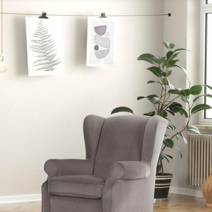 Ohrensessel GUTMANN FACTORY Sessel Gr. Flachgewebe, wengefarbene Füße, B/H/T: 83 cm x 102 cm x 87 cm, grau (1687555661) Ohrensessel