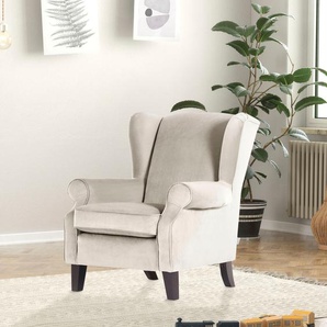 Ohrensessel GUTMANN FACTORY Sessel Gr. Flachgewebe, wengefarbene Füße, B/H/T: 83 cm x 102 cm x 87 cm, beige (1687555661) Ohrensessel