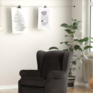 Ohrensessel GUTMANN FACTORY Sessel Gr. Flachgewebe, naturfarbene Füße, B/H/T: 83 cm x 102 cm x 87 cm, grau (1687555661) Ohrensessel