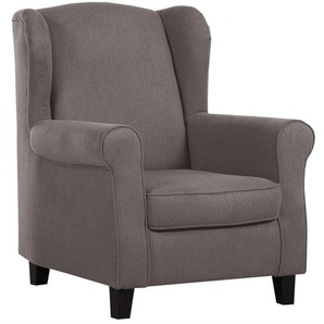 Ohrensessel, Hellbraun, Textil, Uni, 82x101x85 cm, Fußauswahl, Stoffauswahl, Wohnzimmer, Sessel, Ohrensessel