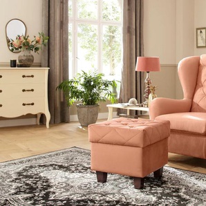 Ohrensessel HOME AFFAIRE Alexandra Sessel Gr. Samtvelours, B/H/T: 92 cm x 103 cm x 93 cm, orange (terra) Ohrensessel incl. Hocker, mit Steppung, in vielen Farben